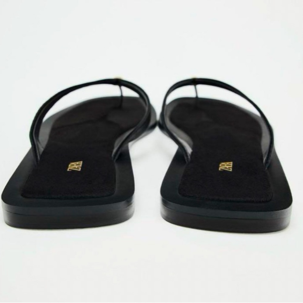 ZARA 100% Leather Flat Sandals - Picture 4 of 7
